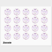 Sticker Rond Papillon floral pourpre et or 1er anniversaire (Feuille)