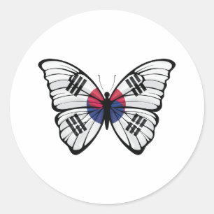 Sticker Rond Papillon Hypolimnas Corée du Sud