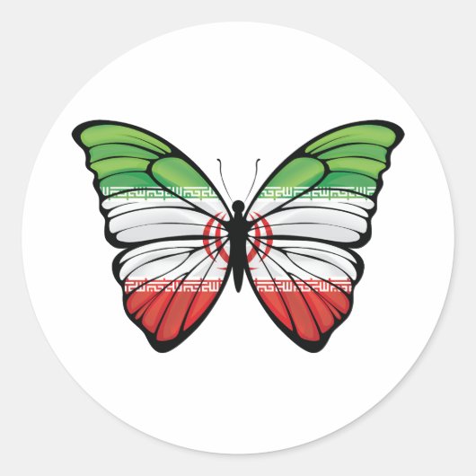 Sticker Rond Papillon hypolimnas d'Iran (Devant)