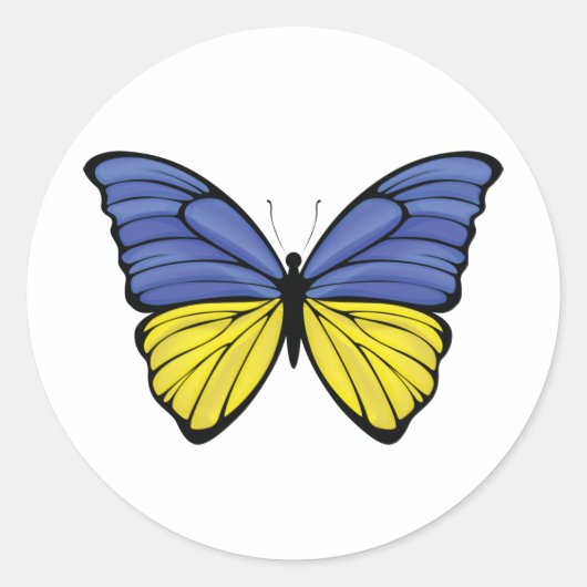Sticker Rond Papillon Hypolimnas d'Ukraine (Devant)