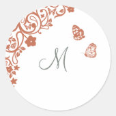 Sticker Rond Papillon Jardin Dusty Peach Strigramme (Devant)
