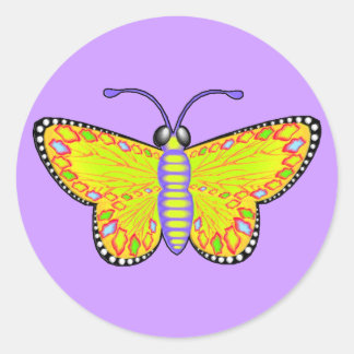 Sticker Rond Papillon jaune lumineux