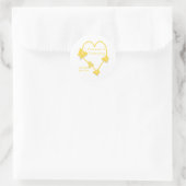 Sticker Rond Papillon jaune Mariage de conception cardiaque (Sac)