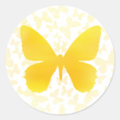 Sticker Rond Papillon (jaune-simple) (Devant)