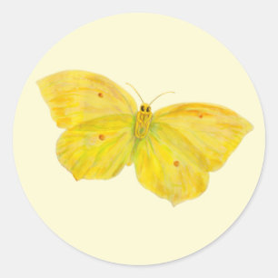 Sticker Rond Papillon jaune Volant de pierre de taille commune