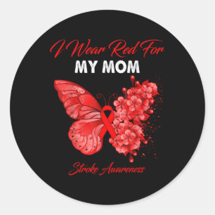 Sticker Rond Papillon Je Porte Du Rouge Pour Ma Mère Sensibilis
