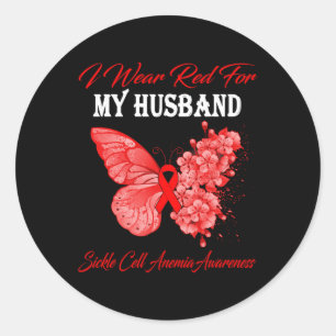 Sticker Rond Papillon Je Porte Le Rouge Pour Mon Mari Cellule F