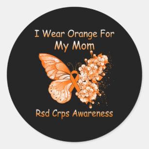 Sticker Rond Papillon Je Porte Orange Pour Ma Maman RSD CRPS Aw