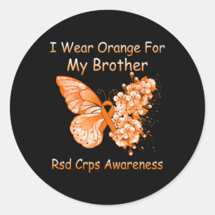 Sticker Rond Papillon Je Porte Orange Pour Mon Frère RSD CRPS A