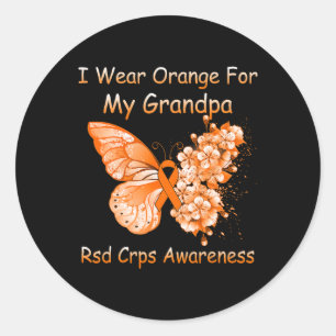 Sticker Rond Papillon Je Porte Orange Pour Mon Grand-Père RSD C