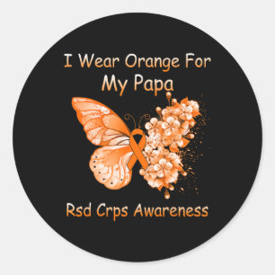 Sticker Rond Papillon Je Porte Orange Pour Mon Papa Crps Rsd Aw