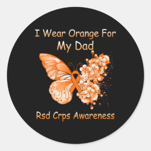 Sticker Rond Papillon Je Porte Orange Pour Mon Papa Rsd Crps La