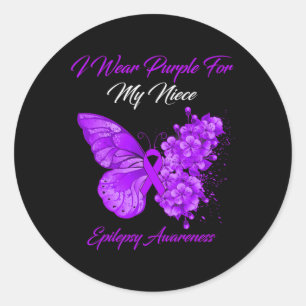 Sticker Rond Papillon Je Porte Violet Pour Ma Nièce Epilepsie A