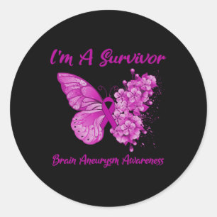 Sticker Rond Papillon Je suis un survivant Cerveau Aneurie Sens