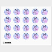 Sticker Rond papillon lavande merci (Feuille)