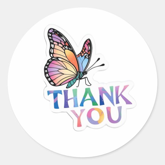 Sticker Rond Papillon Merci (Devant)