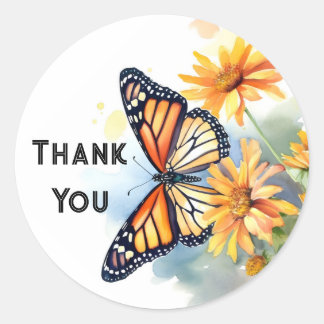 Sticker Rond Papillon Merci