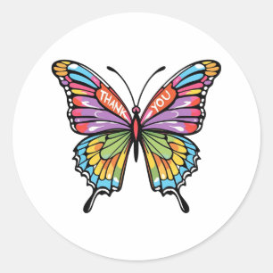 Sticker Rond Papillon Merci
