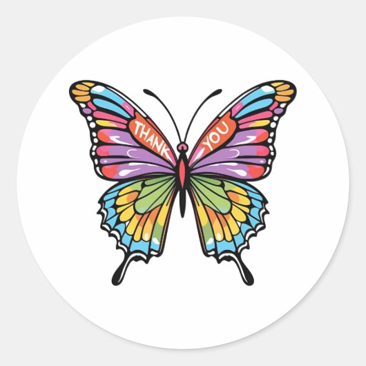 Sticker Rond Papillon Merci  (Devant)