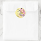 Sticker Rond Papillon mignon et fleurs (Sac)