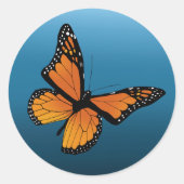 Sticker Rond Papillon Monarque Bleu Ombre (Devant)