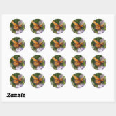 Sticker Rond Papillon monarque en mosaïque reposant sur les fle (Feuille)