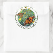 Sticker Rond Papillon monarque et Eyed noir Susan Rudbeckia (Sac)