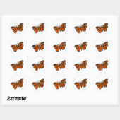 Sticker Rond Papillon Monarque Noir et Orange Joyeux Anniversai (Feuille)