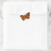 Sticker Rond Papillon Monarque Noir et Orange Joyeux Anniversai (Sac)