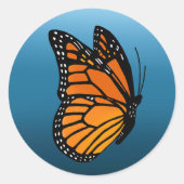 Sticker Rond Papillon Monarque Ombré Bleu (Devant)
