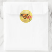 Sticker Rond Papillon Monarque sur Zinnia (Sac)