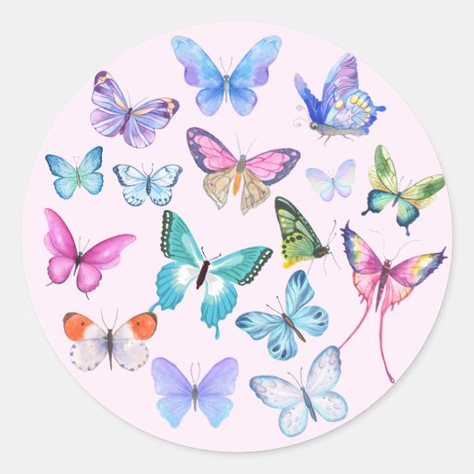 Sticker Rond Papillon, nature, printemps, rose, douche nuptiale (Devant)