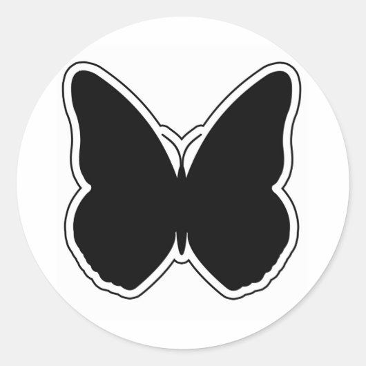 Sticker Rond Papillon noir et blanc (Devant)