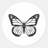 Sticker Rond Papillon noir et blanc (Devant)