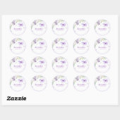 Sticker Rond Papillon or et violet floral 21e (Feuille)