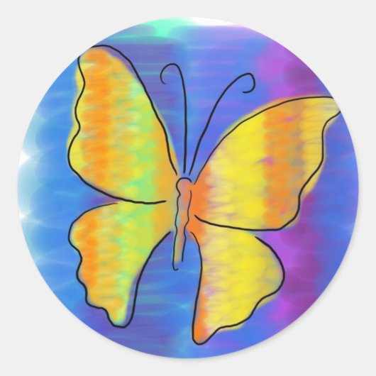 Sticker Rond Papillon orange et jaune (Devant)