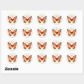 Sticker Rond Papillon Parties scintillant or orange - Merci - (Feuille)