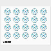 Sticker Rond Papillon Parties scintillant Pastel bleu - Merci - (Feuille)