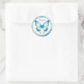 Sticker Rond Papillon Parties scintillant Pastel bleu - Merci - (Sac)