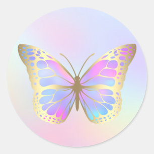 Sticker Rond papillon pastel