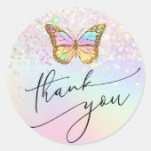 Sticker Rond papillon pastel merci classique collant rond (Devant)