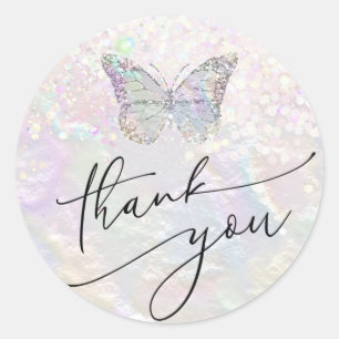 Sticker Rond papillon pastel merci classique collant rond