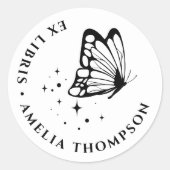 Sticker Rond Papillon personnalisé & Étoiles Round Ex Libris Pl (Devant)