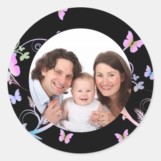 Sticker Rond Papillon/ Photo (Devant)