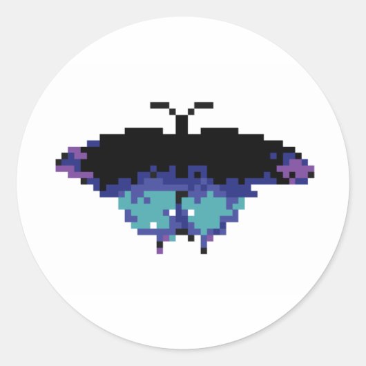 Sticker Rond Papillon Pixel (Devant)