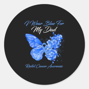 Sticker Rond Papillon porte du bleu pour le cancer rectal de pa