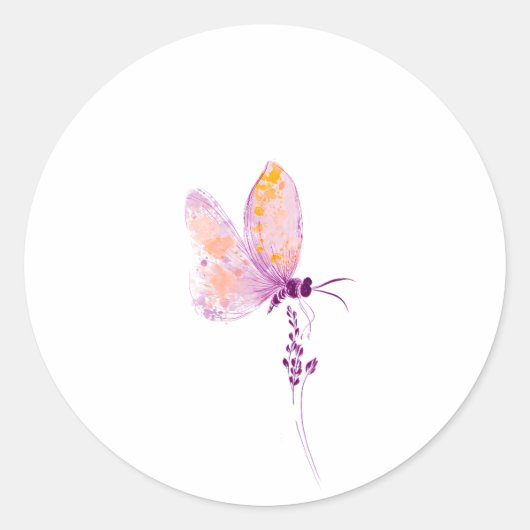 Sticker Rond Papillon pourpre (Devant)