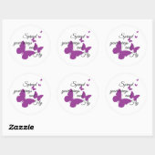 Sticker Rond Papillon pourpre (Feuille)