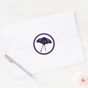 Sticker Rond Papillon pourpre dans le jardin de printemps Natur