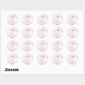 Sticker Rond Papillon premier anniversaire fille 1er rose viole (Feuille)